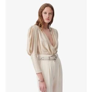 NWT‎ Iro Ecru Gold Clarone Luxury Old Money Blouse 32 MSRP $395